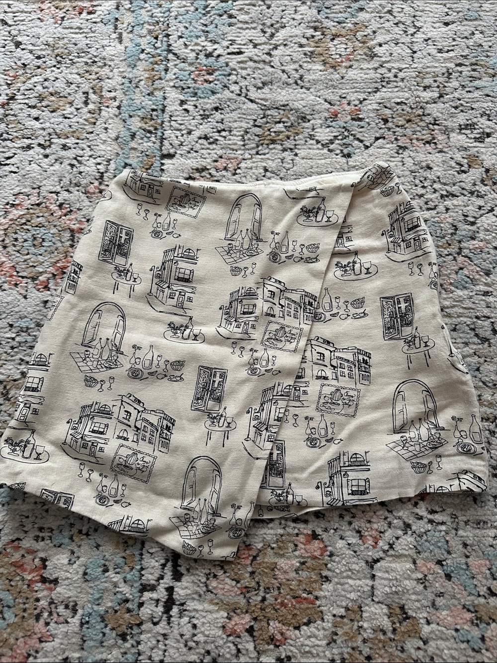 Abercrombie & Fitch Cream Printed Linen Skort | XXS